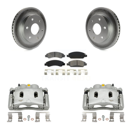 Front Disc Brake Caliper Coated Rotors And Semi-Metallic Pads Kit For GMC Sierra 1500 KCG-100554S