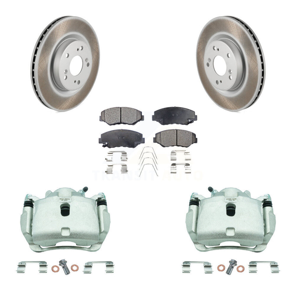 Front Disc Brake Caliper Coat Rotor & Semi-Metallic Pad Kit For 2012-2016 Honda CR-V FWD KCG-100555P