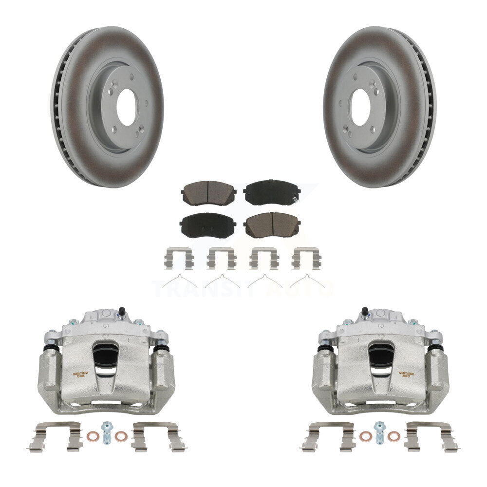 Front Disc Brake Caliper Coated Rotors And Ceramic Pads Kit For Hyundai Sonata KCG-100557C