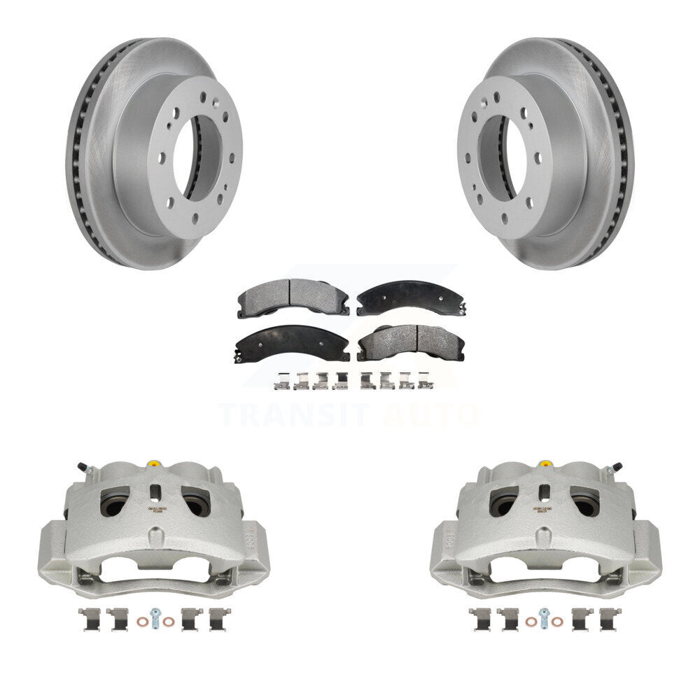 Front Brake Caliper Coat Rotors & Semi-Metallic Pad Kit For GMC Chevrolet Sierra 2500 HD KCG-100557P