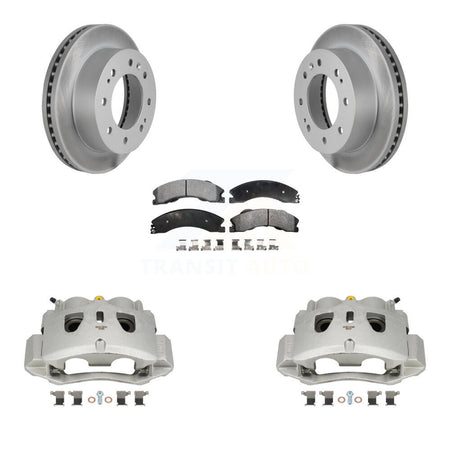 Front Brake Caliper Coat Rotors & Semi-Metallic Pad Kit For GMC Chevrolet Sierra 2500 HD KCG-100557P