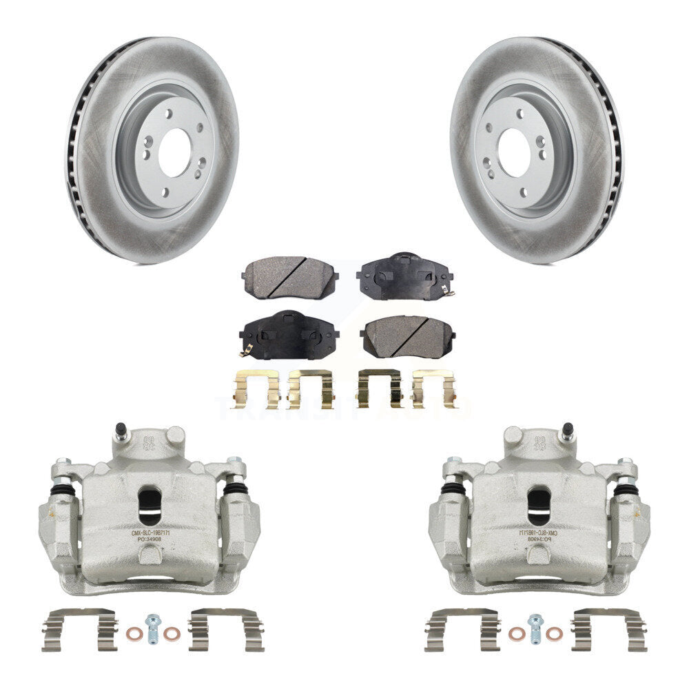 Front Disc Brake Caliper Coated Rotors And Ceramic Pads Kit For Hyundai Sonata KCG-100557T