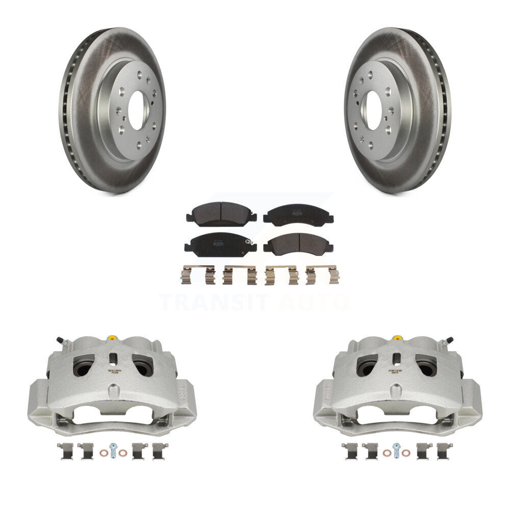 Front Disc Brake Caliper Coat Rotor Semi-Metallic Pad Kit For 2016 Chevrolet Suburban HD KCG-100558P