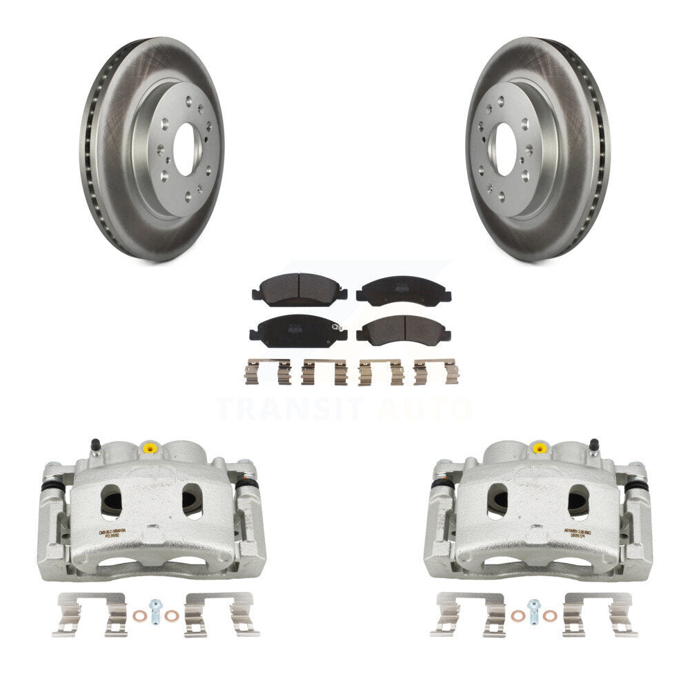 Front Brake Caliper Coat Rotor Semi-Metallic Pad Kit For GMC Sierra 1500 Chevrolet Tahoe KCG-100559P