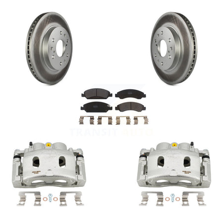 Front Brake Caliper Coat Rotor Semi-Metallic Pad Kit For GMC Sierra 1500 Chevrolet Tahoe KCG-100559P