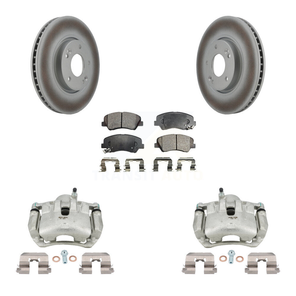 Front Disc Brake Caliper Coated Rotors And Ceramic Pads Kit For Kia Forte KCG-100560T