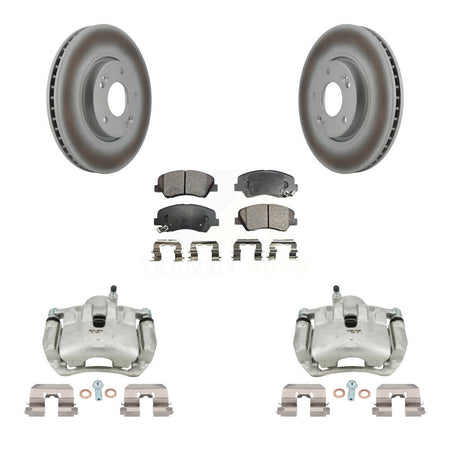 Front Disc Brake Caliper Coated Rotors And Ceramic Pads Kit For Kia Forte KCG-100560T