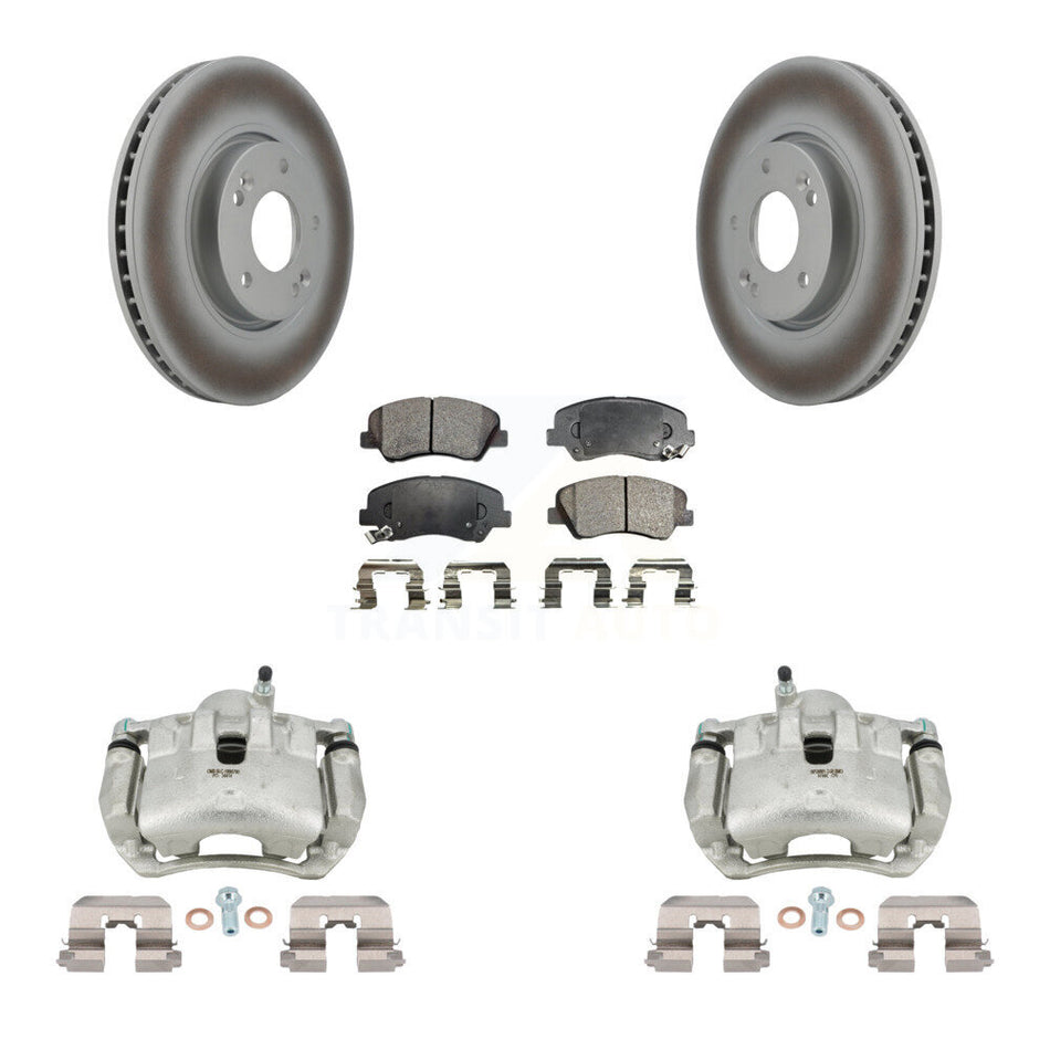 Front Disc Brake Caliper Coated Rotors And Ceramic Pads Kit For Kia Forte KCG-100560T