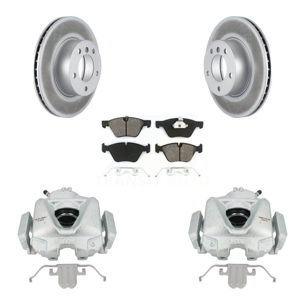 Front Disc Brake Caliper Coated Rotors And Semi-Metallic Pads Kit For BMW 323i KCG-100561S
