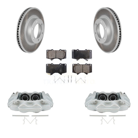 Front Disc Brake Caliper Coat Rotors And Semi-Metallic Pad Kit For 2003-2009 Lexus GX470 KCG-100562P