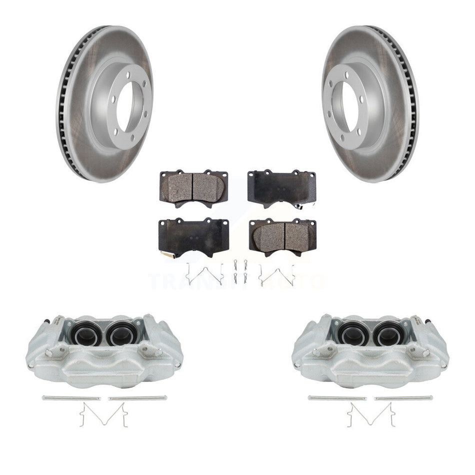 Front Disc Brake Caliper Coat Rotors And Semi-Metallic Pad Kit For 2003-2009 Lexus GX470 KCG-100562P