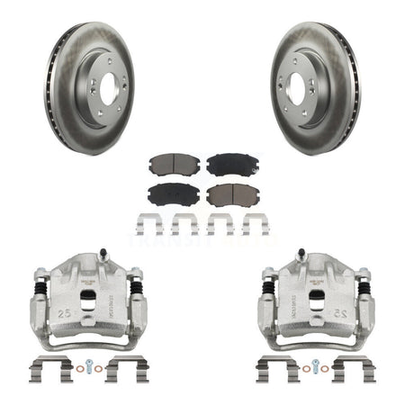 Front Disc Brake Caliper Coated Rotors And Ceramic Pads Kit For 2012-2013 Kia Soul KCG-100563C
