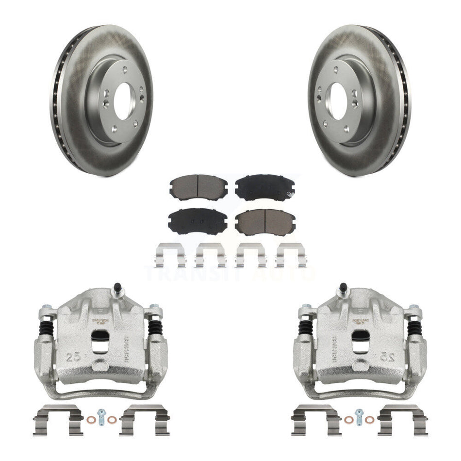 Front Disc Brake Caliper Coated Rotors And Ceramic Pads Kit For 2012-2013 Kia Soul KCG-100563C