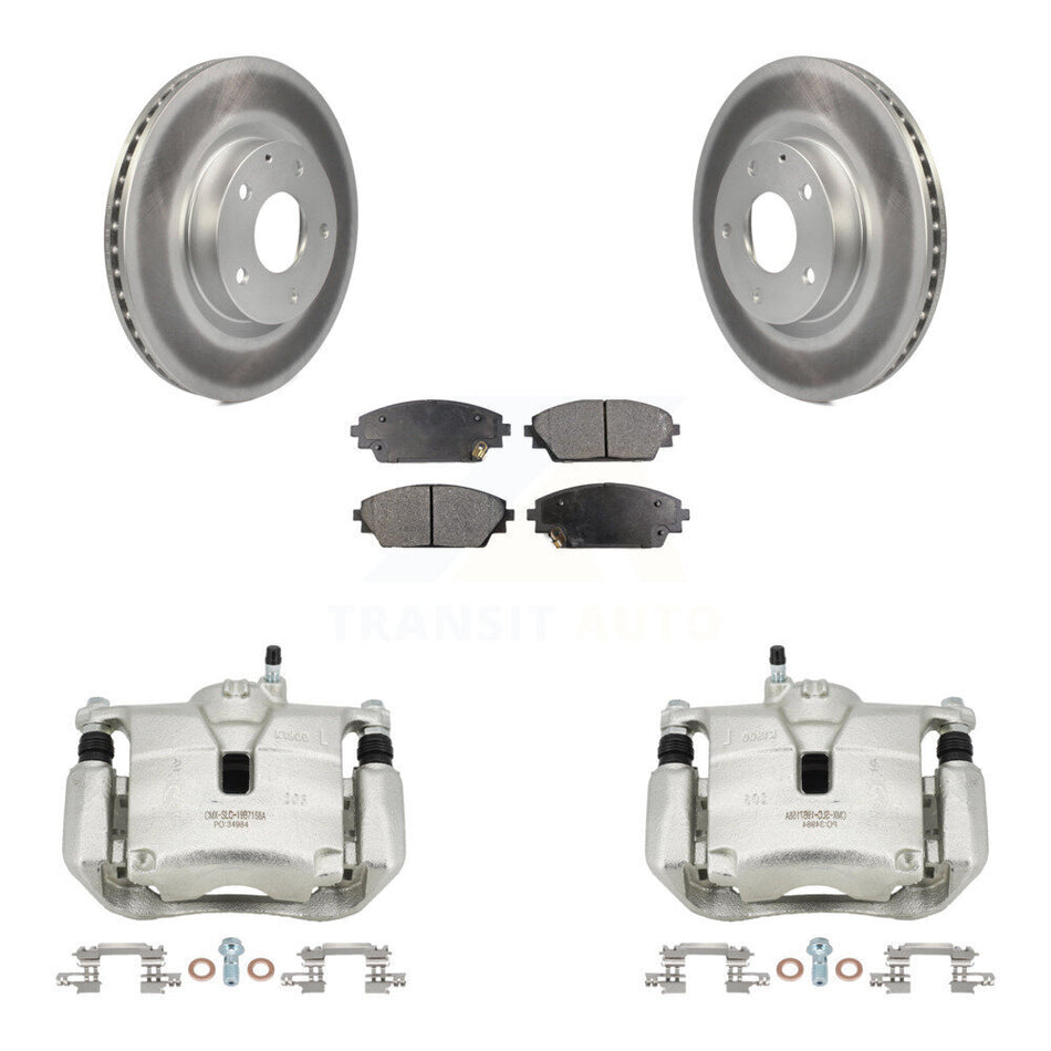 Front Disc Brake Caliper Coated Rotors And Semi-Metallic Pads Kit For Mazda 3 CX-3 Sport KCG-100564P