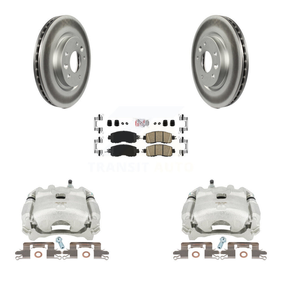 Front Disc Brake Caliper Coated Rotors And Ceramic Pads Kit For Nissan LEAF KCG-100567N