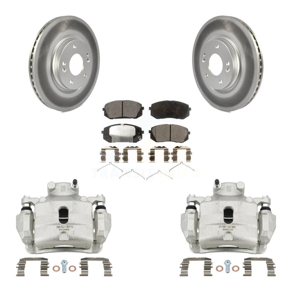 Front Disc Brake Caliper Coated Rotors And Ceramic Pad Kit For Hyundai Sonata Kia Optima KCG-100567T