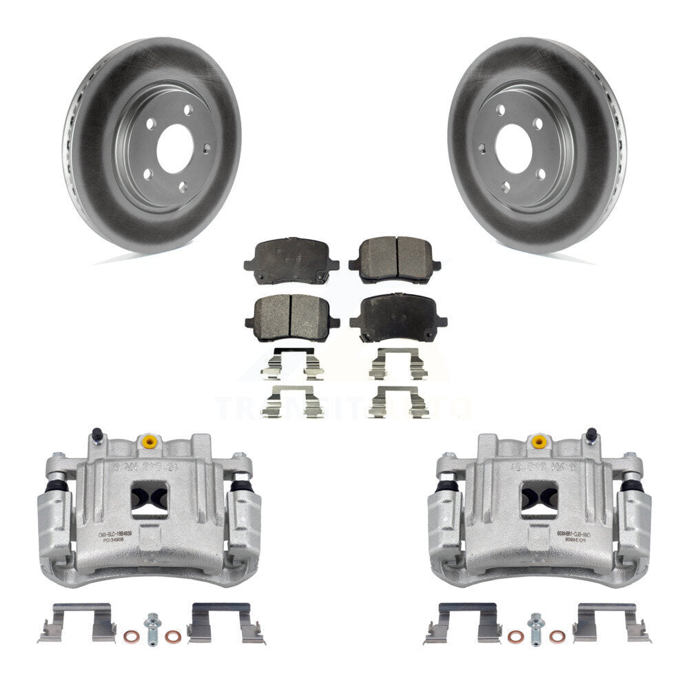 Front Disc Brake Caliper Coated Rotors And Semi-Metallic Pads Kit For Pontiac G6 KCG-100568P