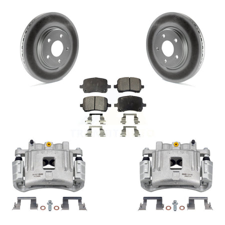 Front Disc Brake Caliper Coated Rotors And Semi-Metallic Pads Kit For Pontiac G6 KCG-100568P