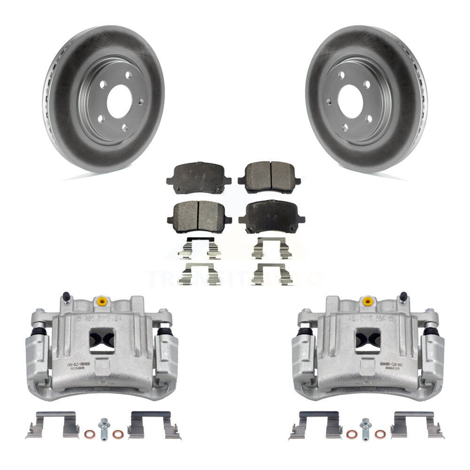 Front Disc Brake Caliper Coated Rotors And Semi-Metallic Pads Kit For Pontiac G6 KCG-100568P