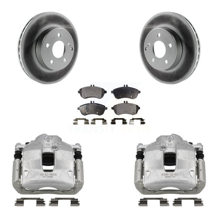 Front Disc Brake Caliper Coated Rotors And Semi-Metallic Pads Kit For Mercedes-Benz C250 KCG-100570P