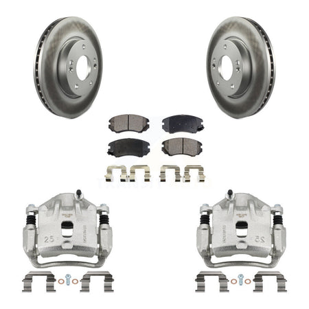 Front Disc Brake Caliper Coated Rotors And Ceramic Pads Kit For 2012-2013 Kia Soul KCG-100572T