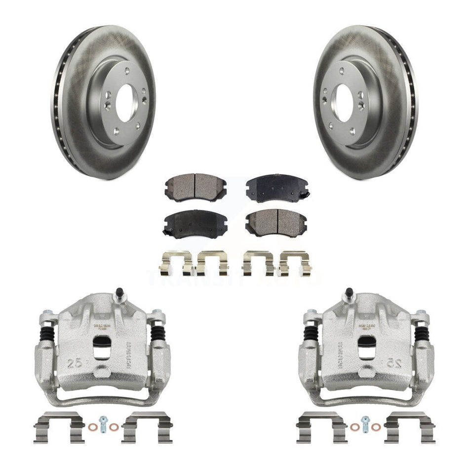Front Disc Brake Caliper Coated Rotors And Ceramic Pads Kit For 2012-2013 Kia Soul KCG-100572T