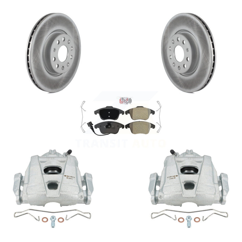 Front Disc Brake Caliper Coated Rotors And Semi-Metallic Pads Kit For Volkswagen Passat Tiguan Audi Q3 Quattro Limited KCG-100573N