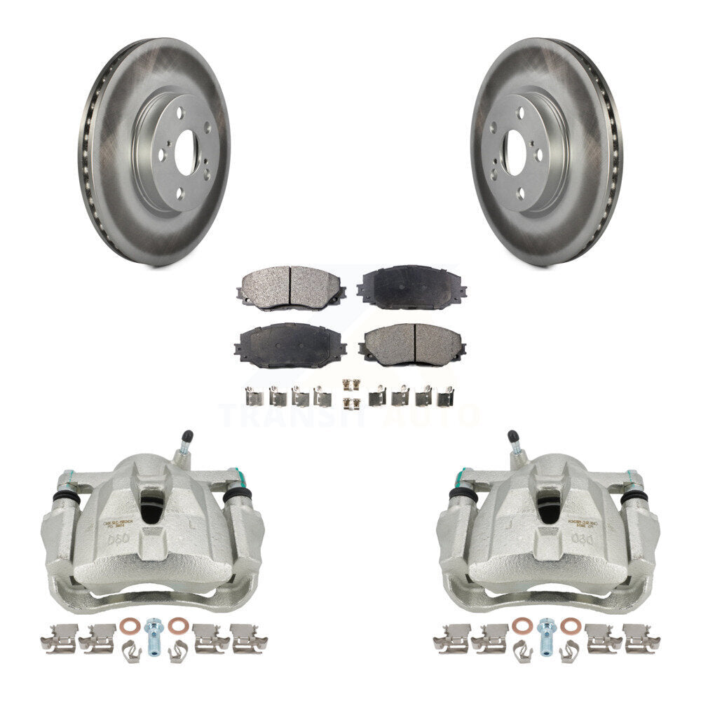 Front Brake Caliper Coat Rotor & Semi-Metallic Pad Kit For Toyota Corolla Matrix Pontiac KCG-100573P
