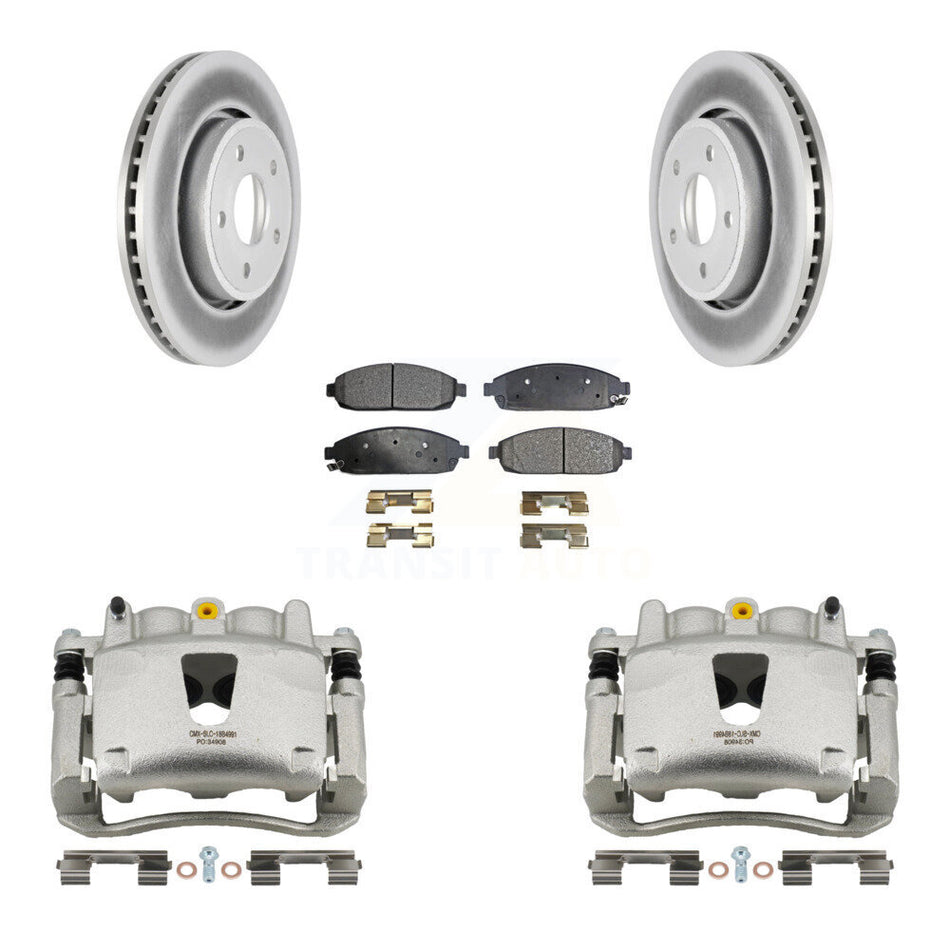 Front Disc Brake Caliper Coat Rotors & Ceramic Pad Kit For Jeep Grand Cherokee Commander KCG-100574T