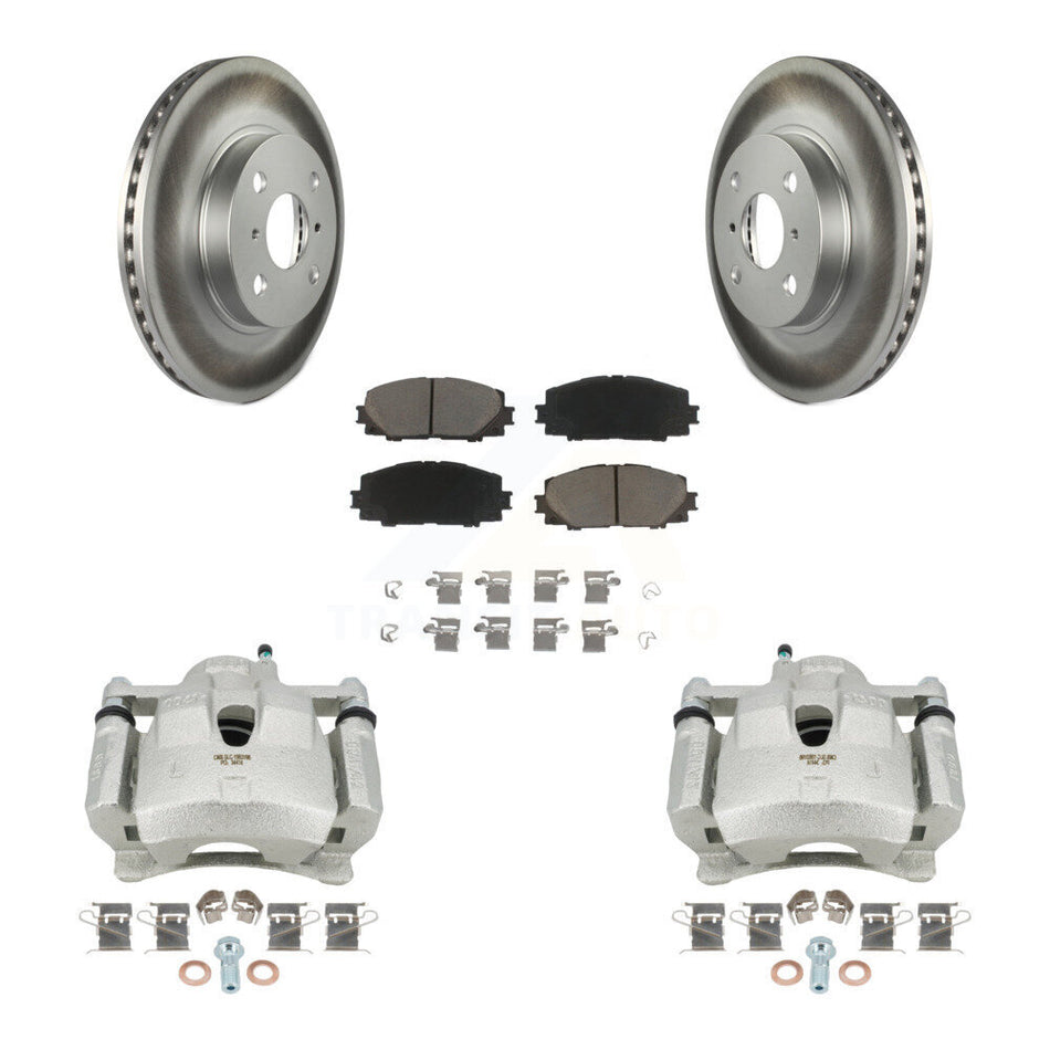 Front Disc Brake Caliper Coated Rotors And Ceramic Pads Kit For Toyota Yaris KCG-100576C