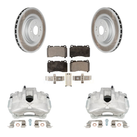 Front Disc Brake Caliper Coat Rotors And Semi-Metallic Pad Kit For Hyundai Genesis Coupe KCG-100576P