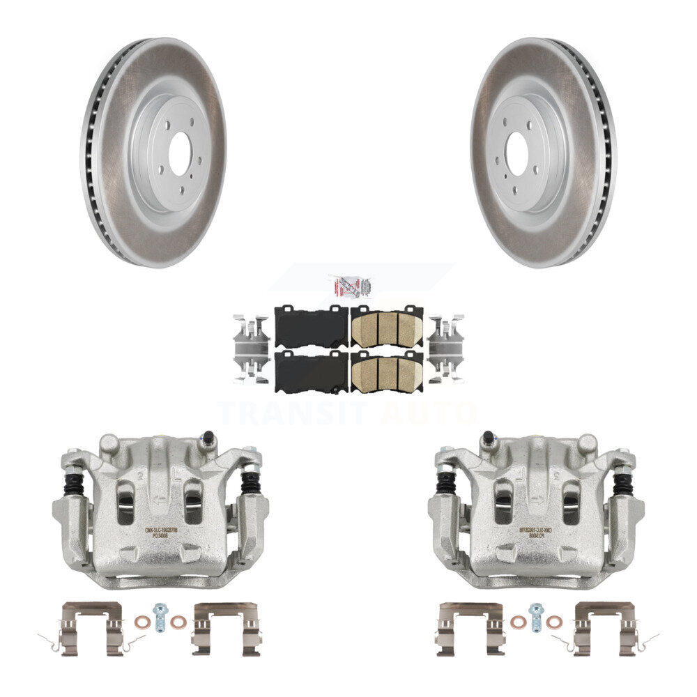 Front Brake Caliper Coat Rotors & Ceramic Pad Kit For INFINITI G37 With 4 Piston KCG-100577N