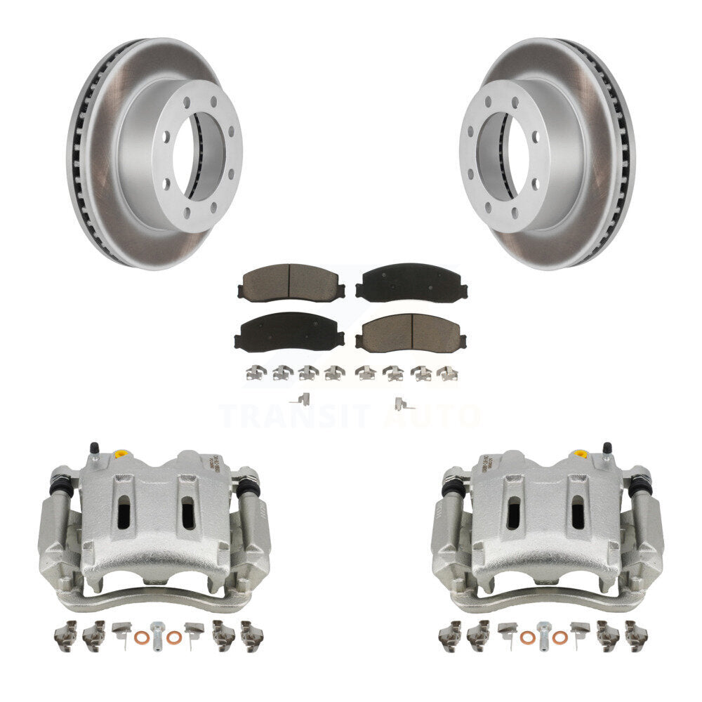 Front Disc Brake Caliper Coat Rotors Ceramic Pad Kit For Ford F-350 Super Duty F-250 4WD KCG-100578C