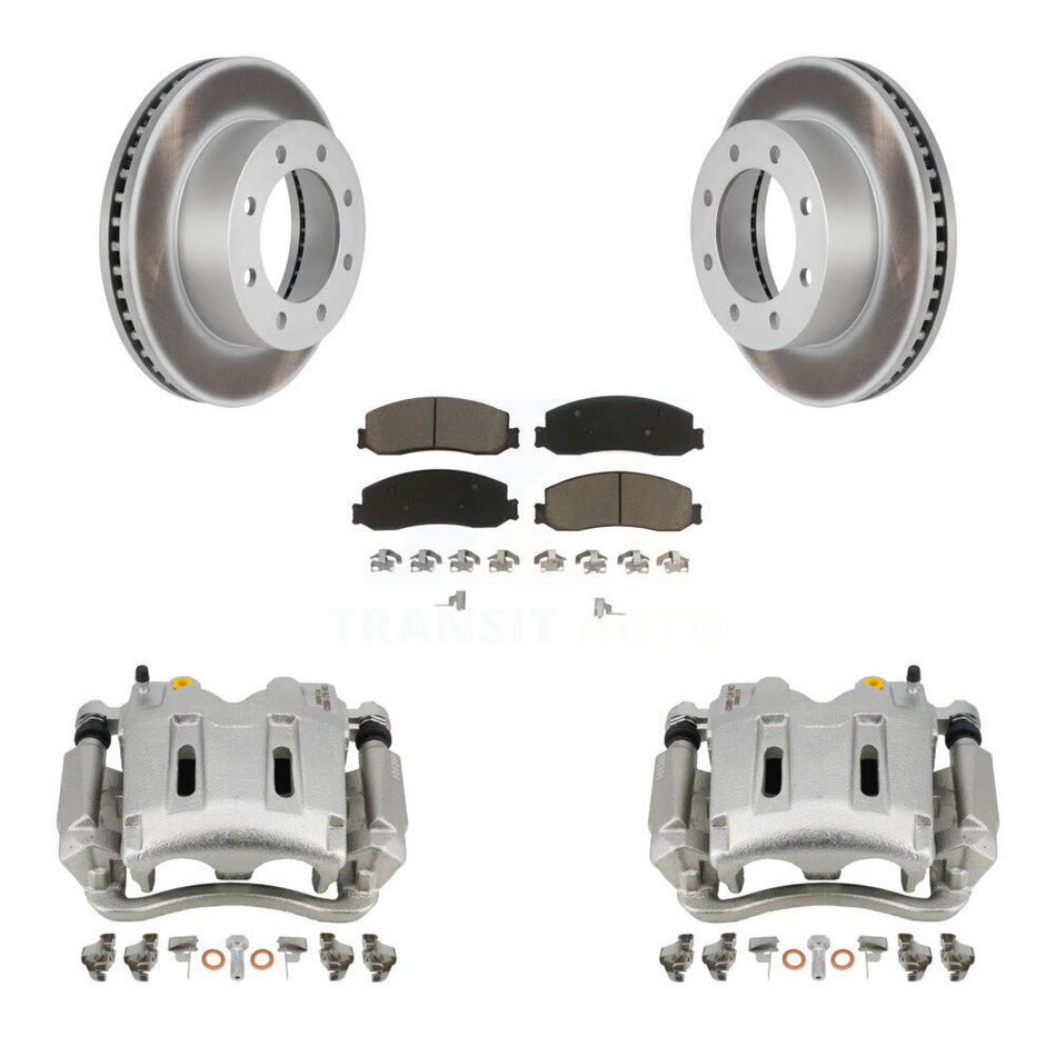 Front Disc Brake Caliper Coat Rotors Ceramic Pad Kit For Ford F-350 Super Duty F-250 4WD KCG-100578C