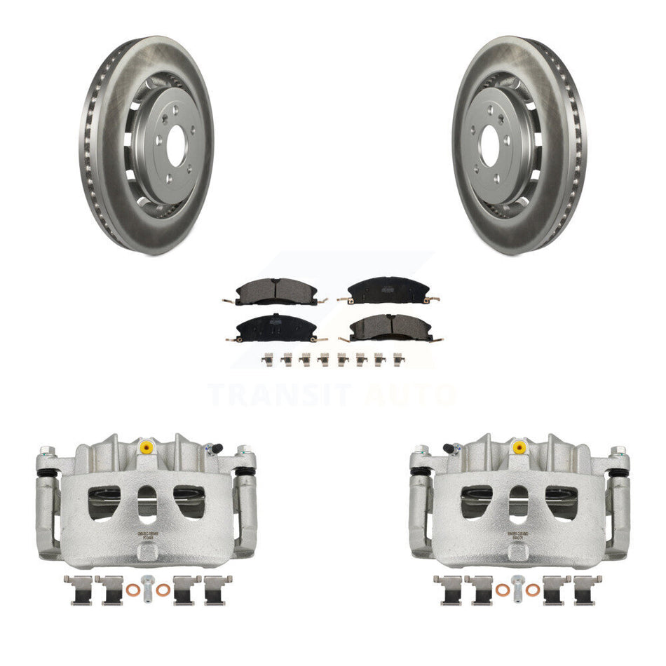 Front Brake Caliper Coat Rotors Ceramic Pad Kit For Ford Explorer Flex Taurus Police MKS KCG-100578T
