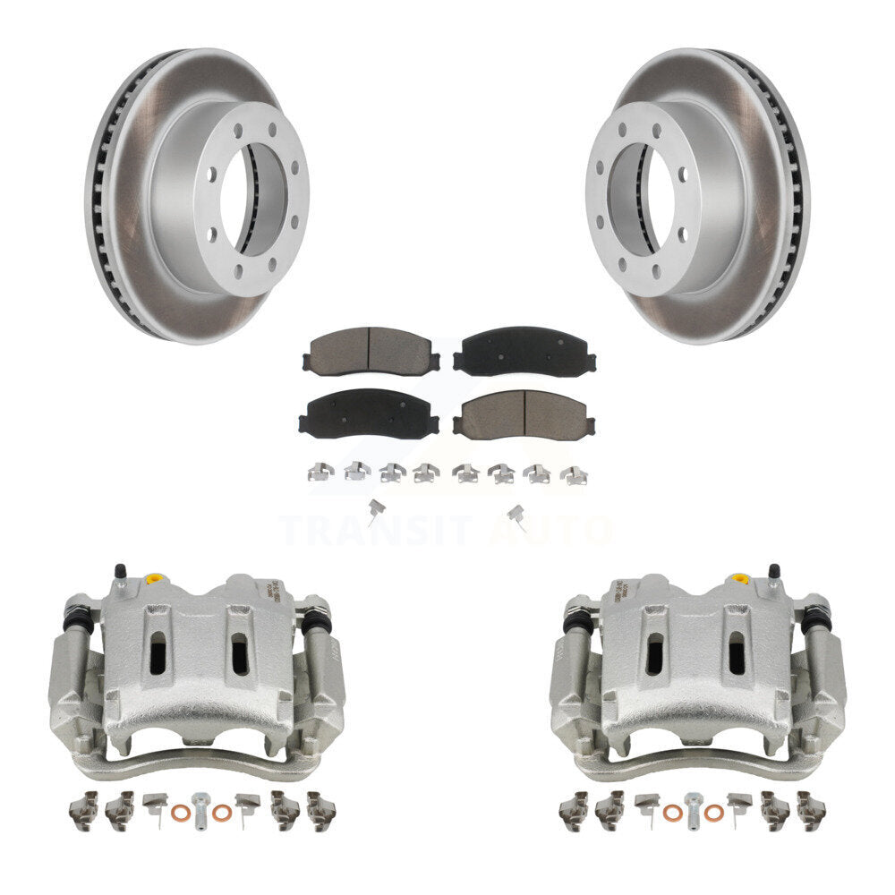 Front Disc Brake Caliper Coat Rotors Ceramic Pad Kit For Ford F-250 Super Duty F-350 4WD KCG-100579C