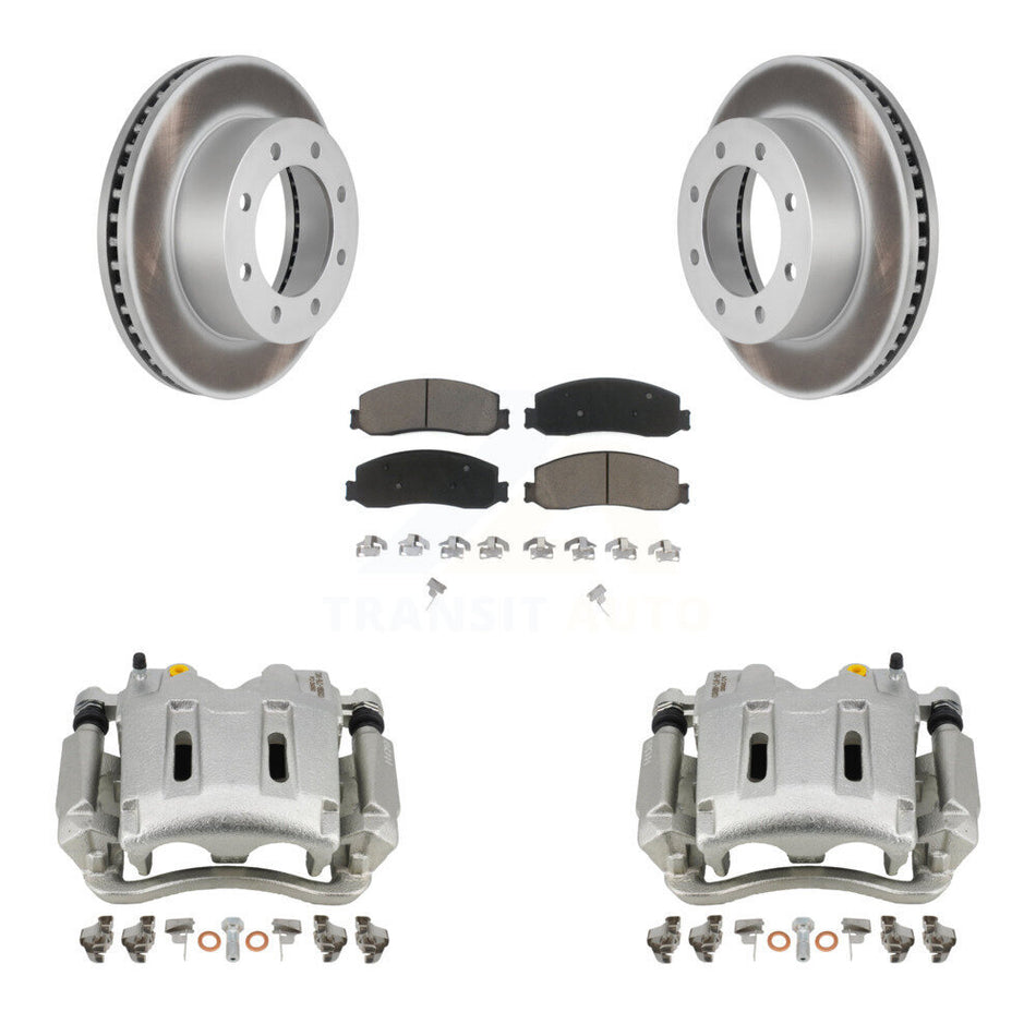 Front Disc Brake Caliper Coat Rotors Ceramic Pad Kit For Ford F-250 Super Duty F-350 4WD KCG-100579C