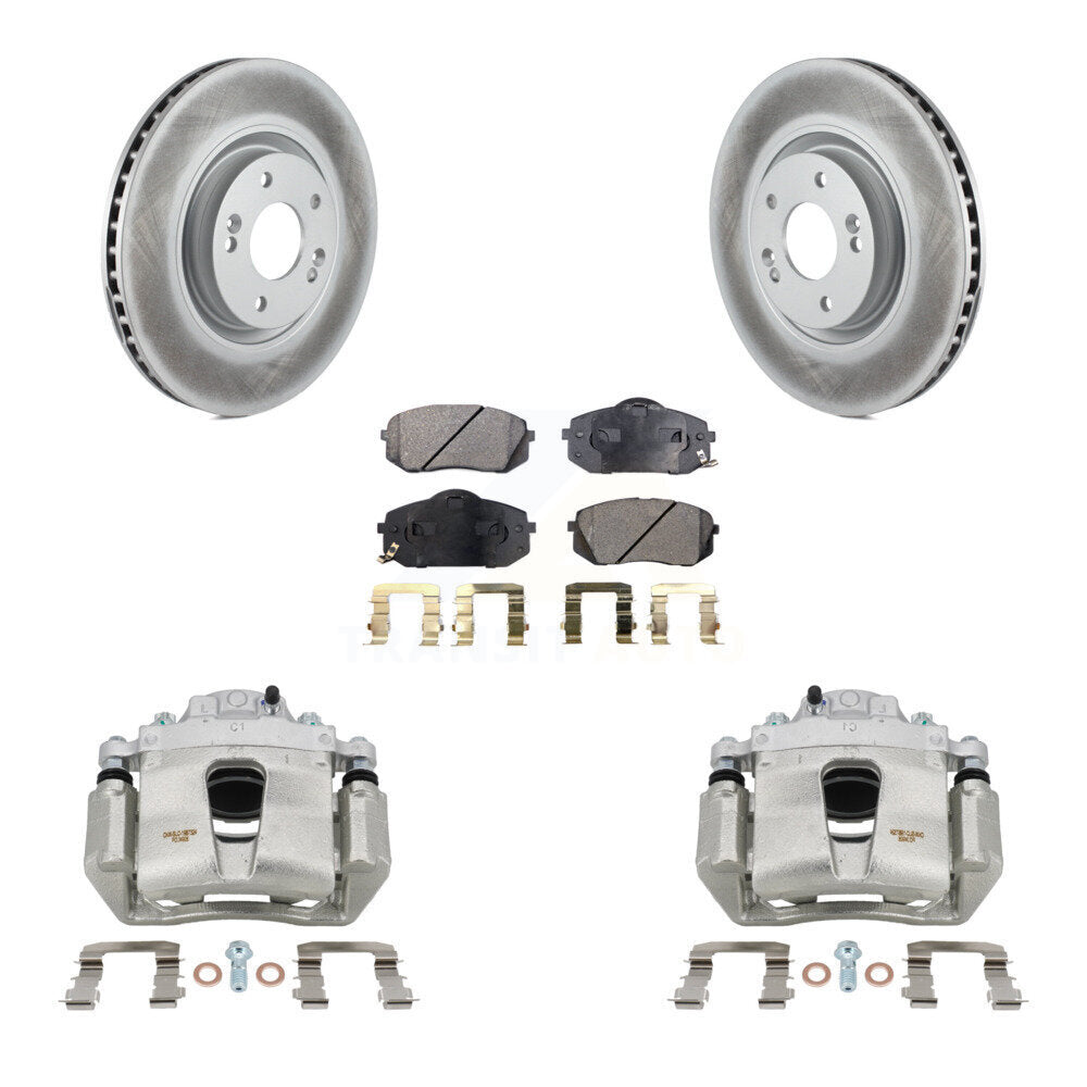 Front Disc Brake Caliper Coated Rotors And Semi-Metallic Pads Kit For Hyundai Sonata KCG-100579P