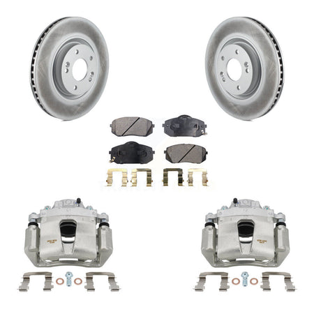 Front Disc Brake Caliper Coated Rotors And Semi-Metallic Pads Kit For Hyundai Sonata KCG-100579P