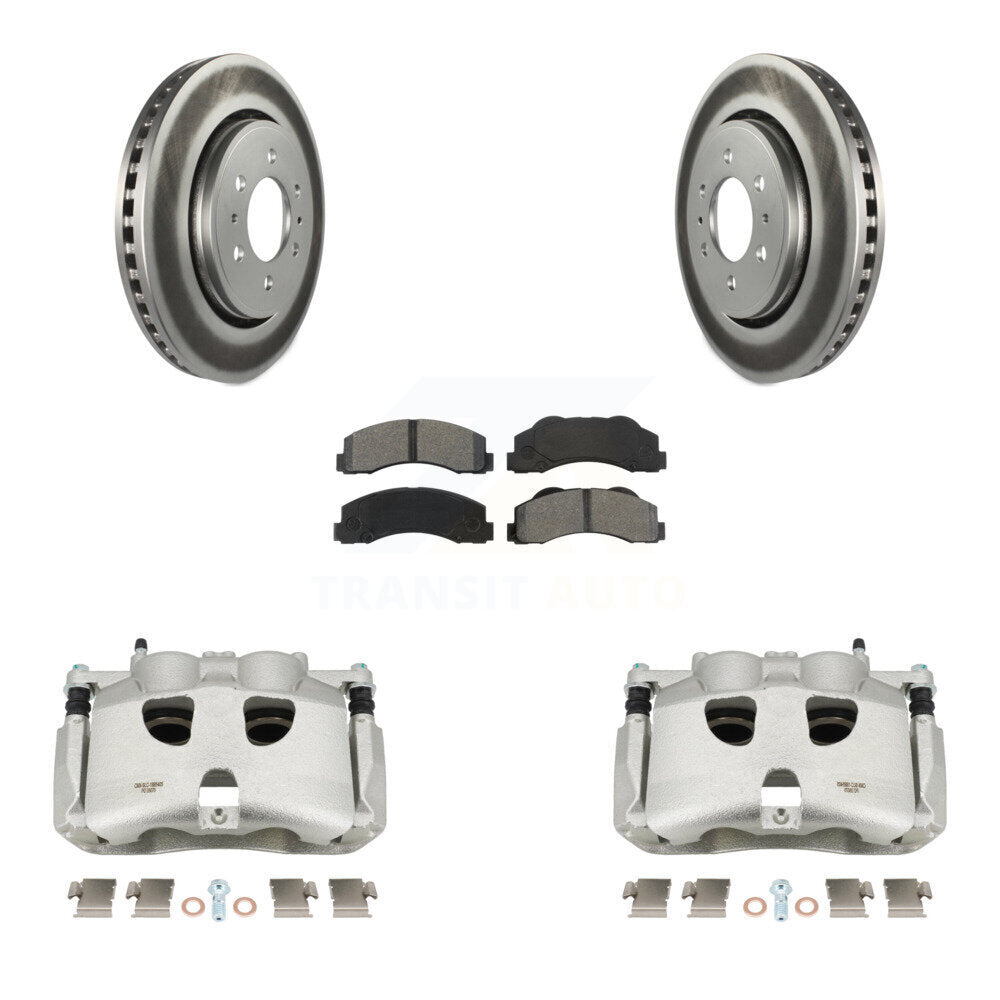 Front Disc Brake Caliper Coated Rotors And Semi-Metallic Pads Kit For Ford F-150 KCG-100579S