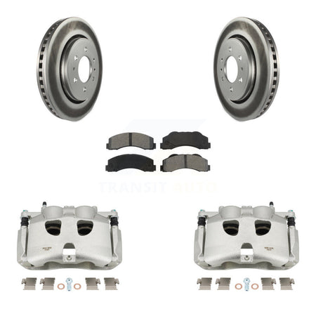 Front Disc Brake Caliper Coated Rotors And Semi-Metallic Pads Kit For Ford F-150 KCG-100579S