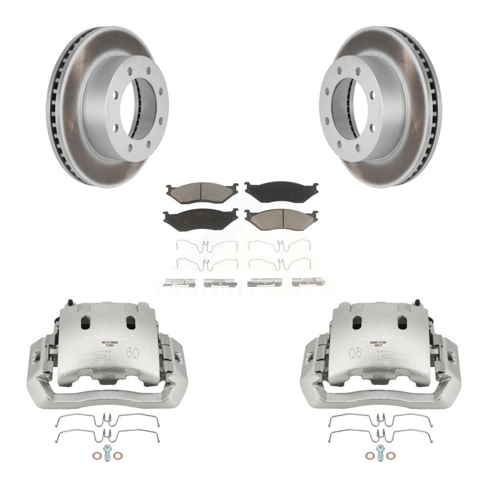 Front Disc Brake Caliper Coated Rotors And Ceramic Pads Kit For Ford F-450 Super Duty KCG-100580C