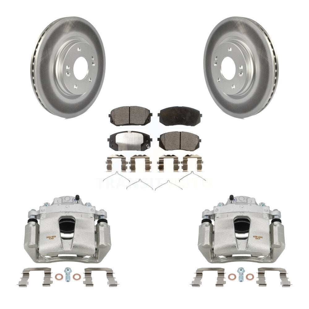 Front Brake Caliper Coat Rotors Semi-Metallic Pad Kit For Hyundai Sonata Kia Kona Optima KCG-100580P