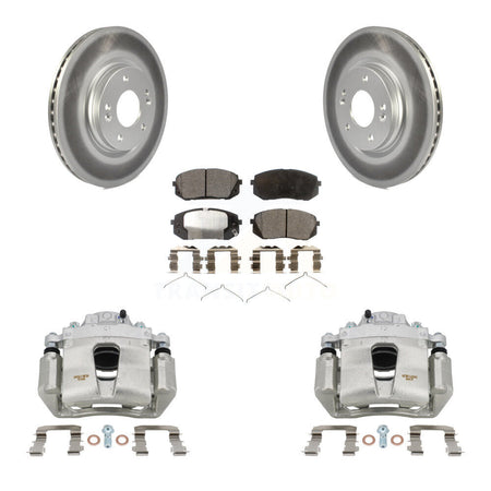 Front Brake Caliper Coat Rotors Semi-Metallic Pad Kit For Hyundai Sonata Kia Kona Optima KCG-100580P