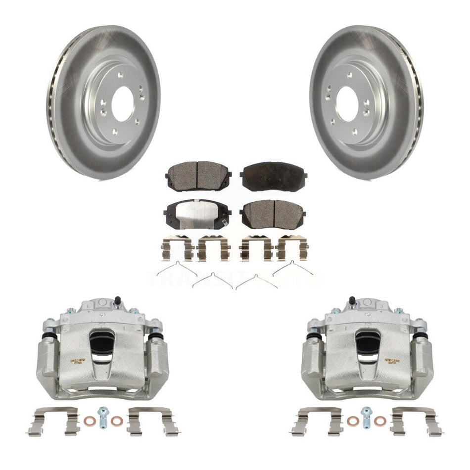 Front Brake Caliper Coat Rotors Semi-Metallic Pad Kit For Hyundai Sonata Kia Kona Optima KCG-100580P