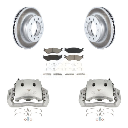 Front Brake Caliper Coat Rotor And Ceramic Pad Kit For Ford F-450 Super Duty F-550 CF500 KCG-100581C