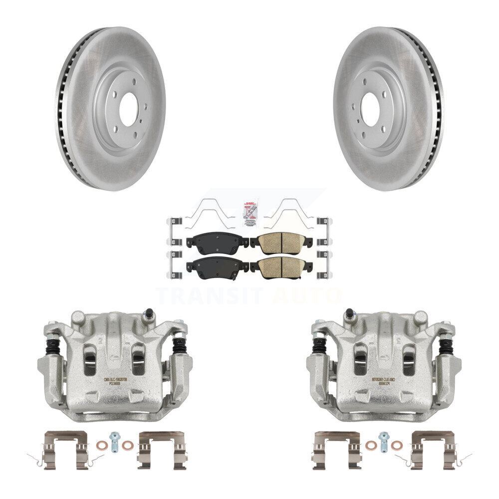 Front Brake Caliper Coat Rotors & Ceramic Pad Kit For INFINITI G37 With 1 Piston KCG-100581N