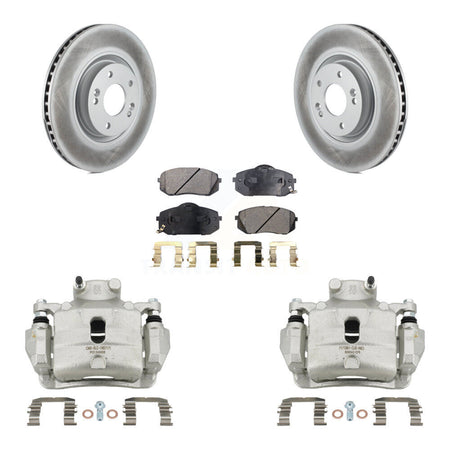 Front Disc Brake Caliper Coated Rotors And Semi-Metallic Pads Kit For Hyundai Sonata KCG-100582P