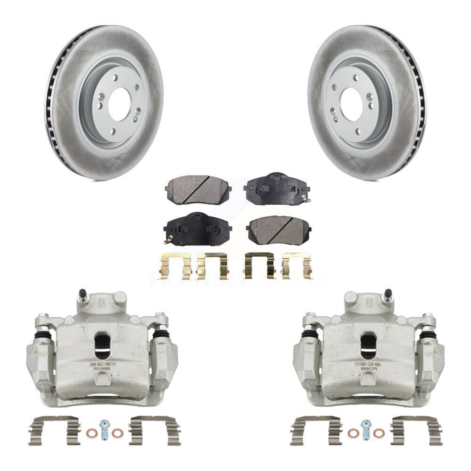 Front Disc Brake Caliper Coated Rotors And Semi-Metallic Pads Kit For Hyundai Sonata KCG-100582P