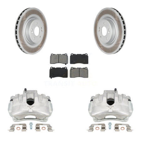 Front Disc Brake Caliper Coat Rotors And Semi-Metallic Pad Kit For Hyundai Genesis Coupe KCG-100583S